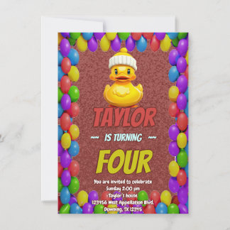 Rubber Duck Niedlich Personalisierten Geburtstag E Einladung