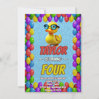 Rubber Duck Niedlich Personalisierten Geburtstag E Einladung