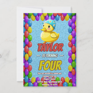 Rubber Duck Niedlich Personalisierten Geburtstag E Einladung