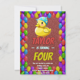 Rubber Duck Niedlich Personalisierten Geburtstag E Einladung