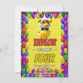 Rubber Duck Niedlich Personalisierten Geburtstag E Einladung
