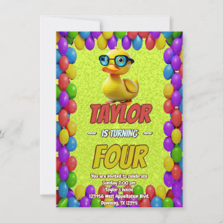 Rubber Duck Niedlich Personalisierten Geburtstag E Einladung