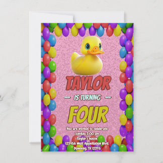 Rubber Duck Niedlich Personalisierten Geburtstag E Einladung