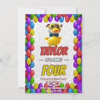 Rubber Duck Niedlich Personalisierten Geburtstag E Einladung