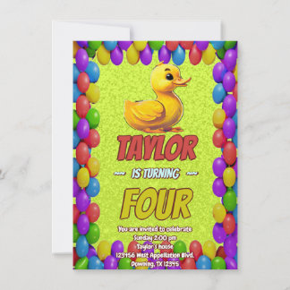 Rubber Duck Niedlich Personalisierten Geburtstag E Einladung