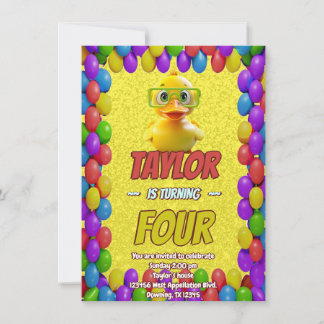 Rubber Duck Niedlich Personalisierten Geburtstag E Einladung