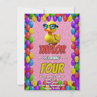 Rubber Duck Niedlich Personalisierten Geburtstag E Einladung
