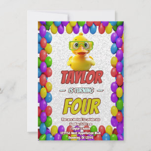 Rubber Duck Niedlich Personalisierten Geburtstag E Einladung