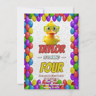 Rubber Duck Niedlich Personalisierten Geburtstag E Einladung
