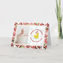 Rubber Duck Santa Christmas Foto Wasserfarbe Feiertagskarte