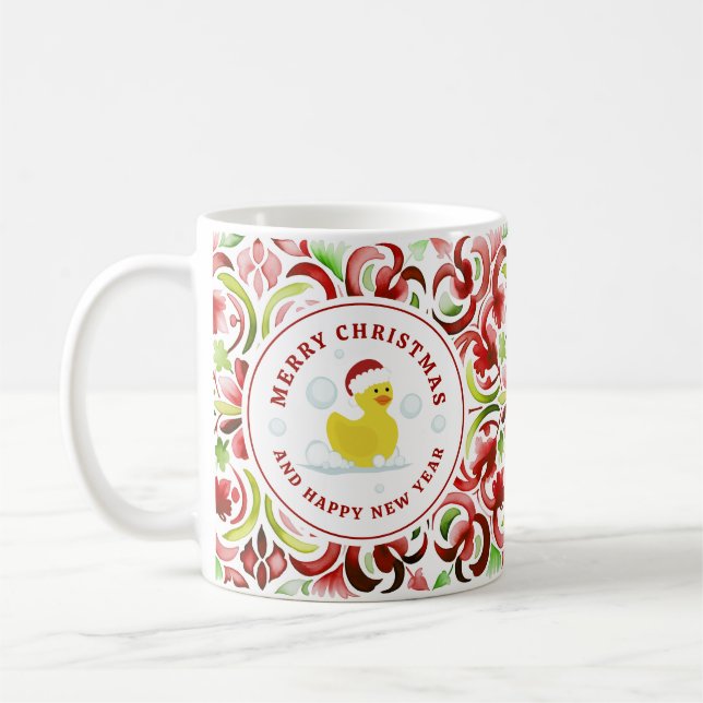 Rubber Duck Santa Christmas Foto Wasserfarbe Kaffeetasse (Links)