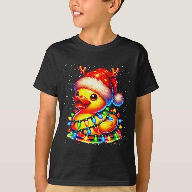 Rubber Duck Squad Christmas Light Reindeer Crew Xm T-Shirt (Vorderseite)