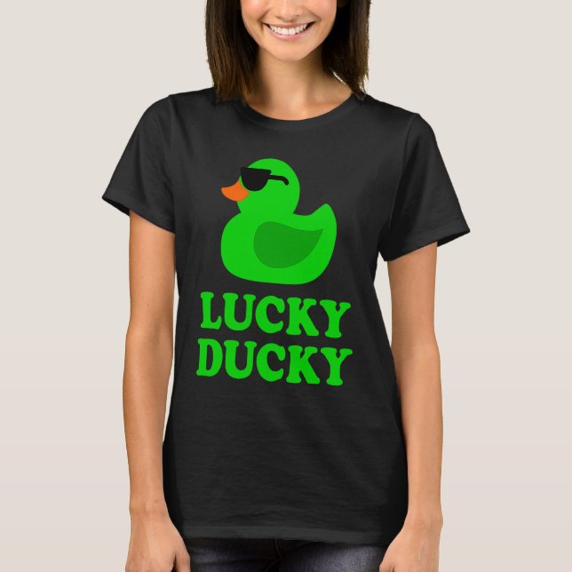 Rubber Duck Sunglasses Lucky Ducky Cool Animal Gra T-Shirt (Vorderseite)