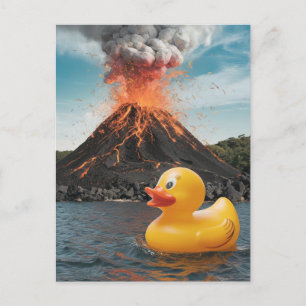Rubber Duck Surreal Volcano Postkarte