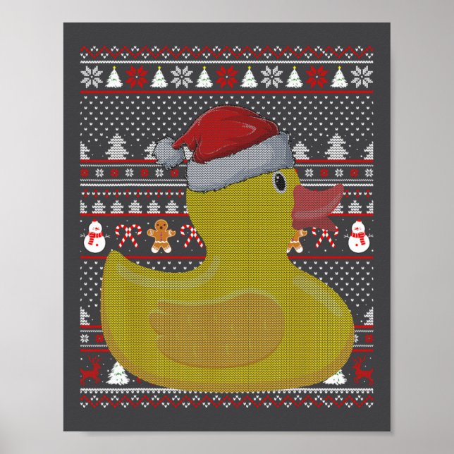 Rubber Duck Ugly Weihnachtsmannmütze Duck Christma Poster (Vorne)