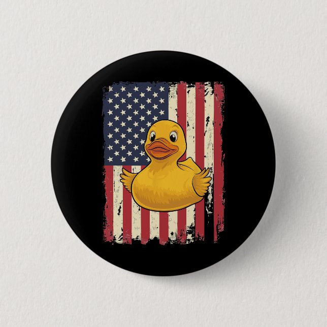Rubber Duck Usa Flag Independence Day Bath Duck 6 Button (Vorderseite)