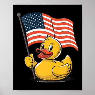 Rubber Duck Usa Flag Independence Day Bath Duck Poster