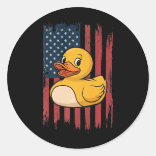 Rubber Duck USA Flaggen Unabhängigkeitstag Baderen Runder Aufkleber