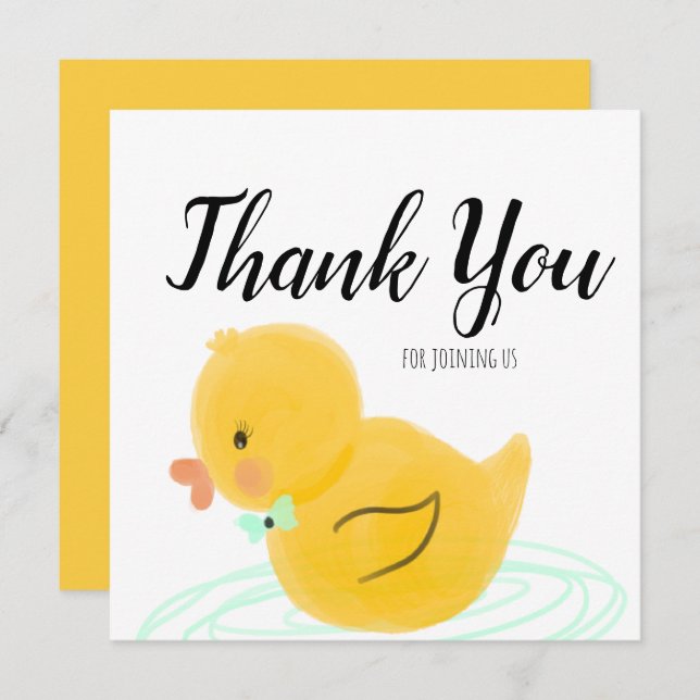 Rubber Duck Watercolor Babydusche Danke (Vorne/Hinten)