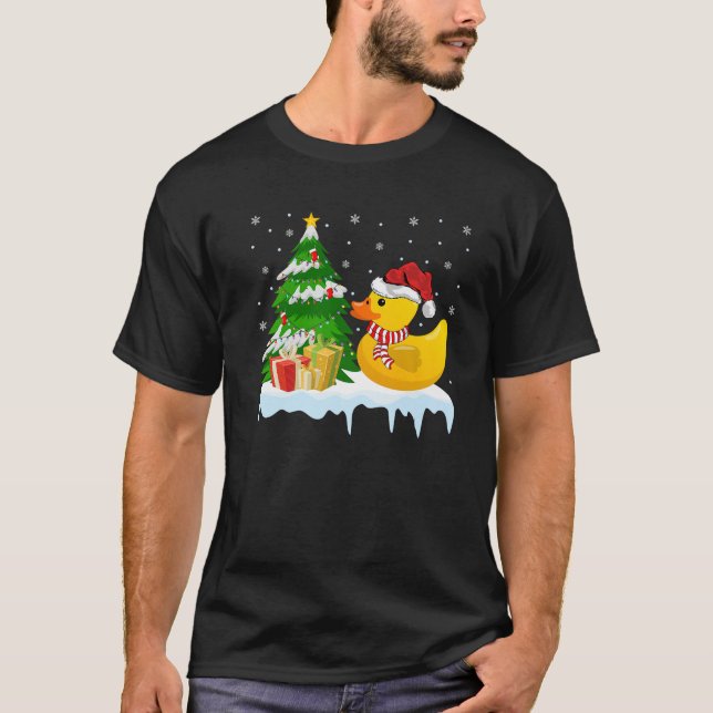 Rubber Duck Weihnachtsbaum Pajamas Lights Xmas Vor T-Shirt (Vorderseite)