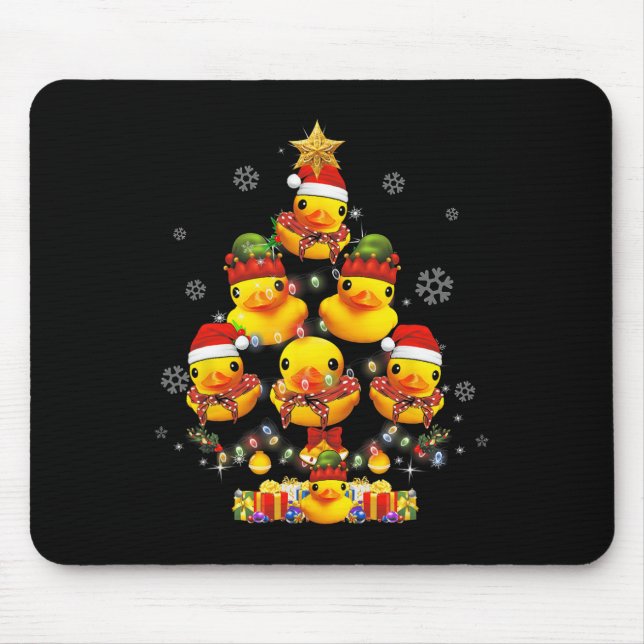 Rubber Duck Weihnachtsbaum Xmas Licht umgeben D Mousepad (Vorne)