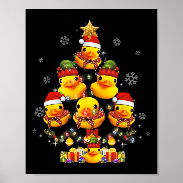 Rubber Duck Weihnachtsbaum Xmas Licht umgeben D Poster (Vorne)