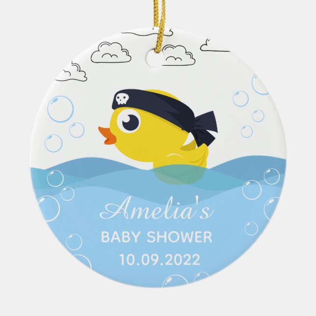 Rubber Duckie Boy's Baby Shower Keramik Ornament (Vorne)