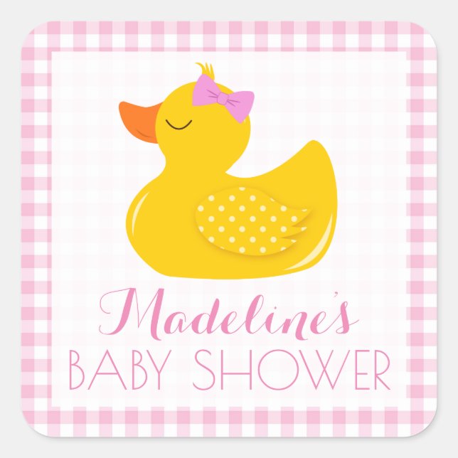 Rubber Ducky Baby Dusche Quadratischer Aufkleber (Vorderseite)