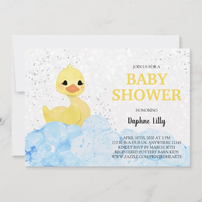 Rubber Ducky Baby Shower Einladung (Vorderseite)