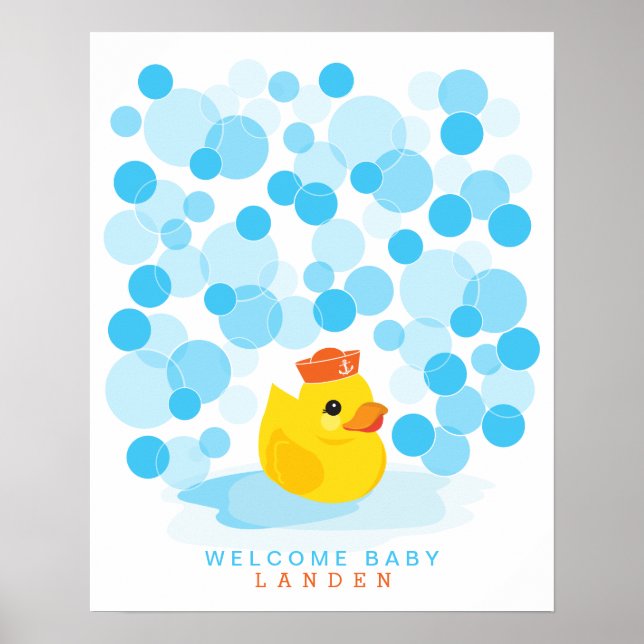 Rubber Ducky | Babydusche Gästebuch Print (Vorne)