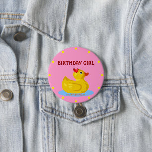 Rubber Ducky "Birthday Girl" Button