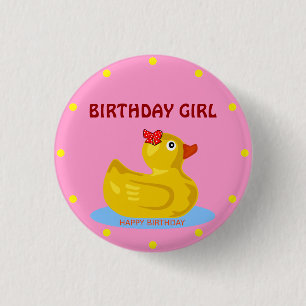 Rubber Ducky "Birthday Girl" Button