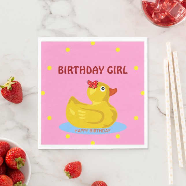 Rubber Ducky Birthday Girl Serviette (Beispiel)