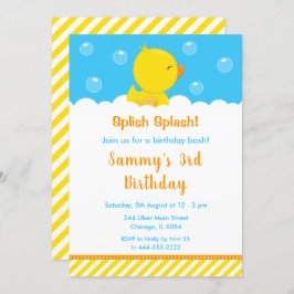 Rubber Ducky Birthday Party Gelb und Blau Einladung