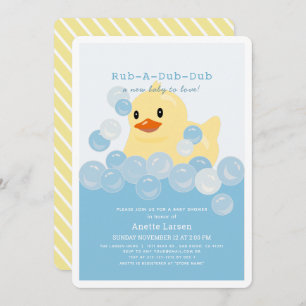 Rubber Ducky Boy Blue Baby Dusche Einladung