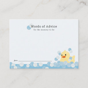 Rubber Ducky Boy Blue Baby Shower Admin Card Begleitkarte