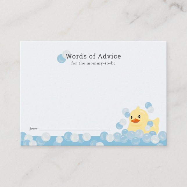 Rubber Ducky Boy Blue Baby Shower Admin Card Begleitkarte (Vorderseite)