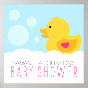 Rubber Ducky Bubble Bath Girl Babydusche Poster