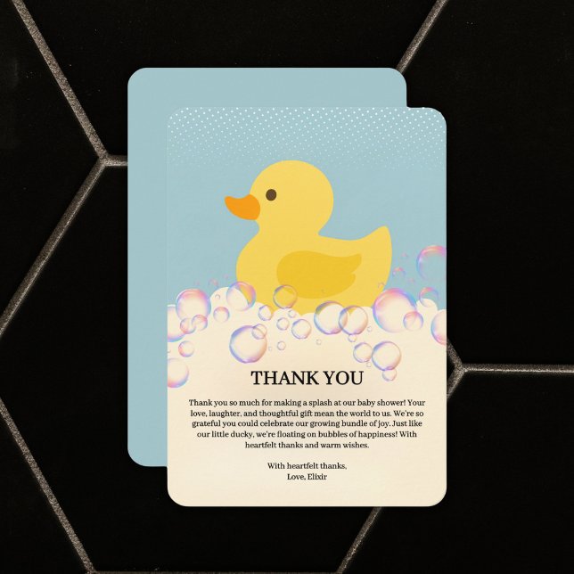 Rubber Ducky Bubbles Baby Dusche Dankeskarte (Von Creator hochgeladen)