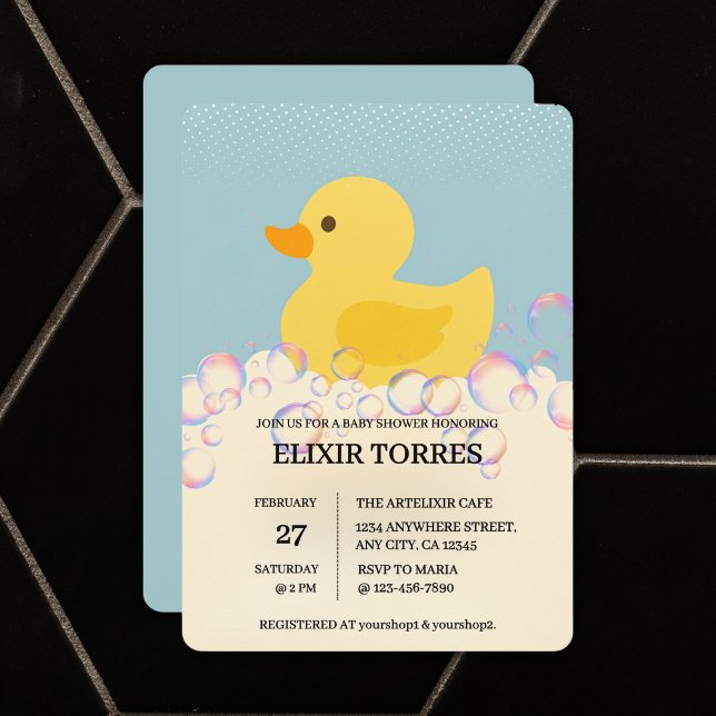 Rubber Ducky Bubbles Baby Dusche Einladung (Von Creator hochgeladen)