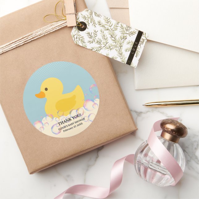 Rubber Ducky Bubbles Baby Dusche Runder Aufkleber (Schenken)
