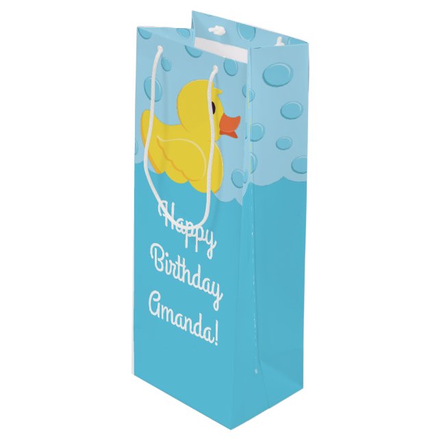 Rubber Ducky Geschenktüte Für Weinflaschen (Vorderseite Schrägansicht)
