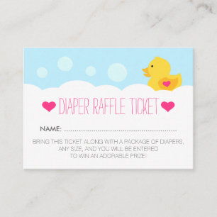 Rubber Ducky Girl Babydusche Windelwanne Raffle Ti Begleitkarte