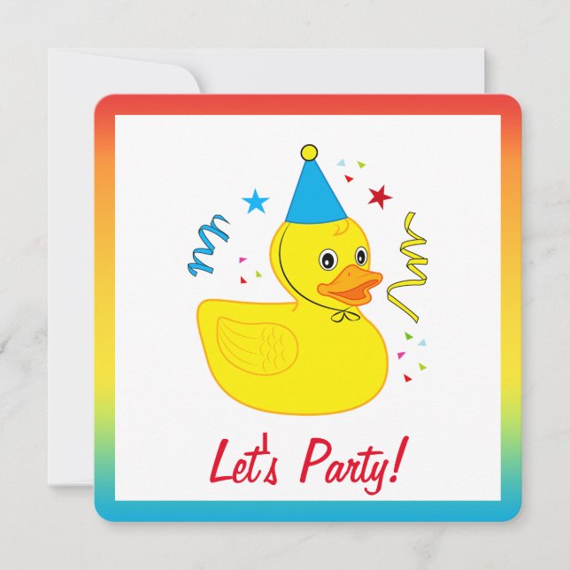 Rubber Ducky mit Hat Birthday Party Einladung (Vorderseite)