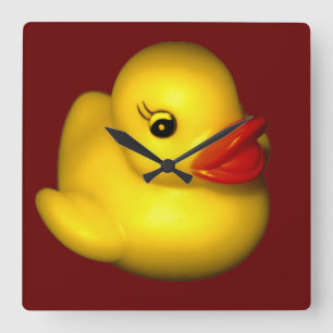Rubber Ducky Quadratische Wanduhr