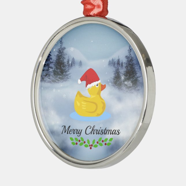 Rubber Ducky Weihnachtsgrüße Ornament Aus Metall (Links)