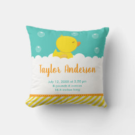 Rubber Ducky Yellow and Green Birth Statistics Kissen