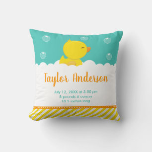Rubber Ducky Yellow and Green Birth Statistics Kissen