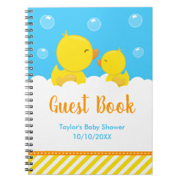 Rubber Ducky Yellow Blue Baby Shooting Guest Book Notizblock