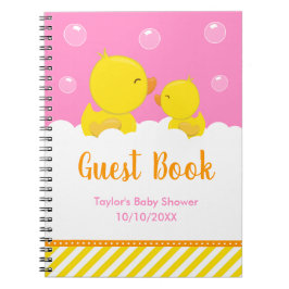 Rubber Ducky Yellow Pink Baby Shooting Gästebuch Notizblock